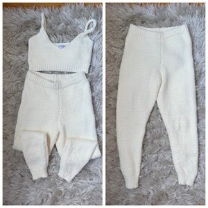 Fashion Nova Cream Fuzzy Lounge Set size S